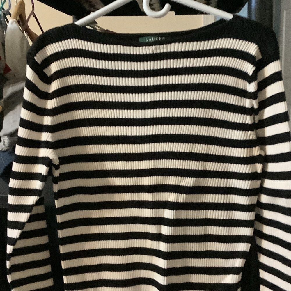 Lauren Ralph Lauren‎ Black and Cream Striped Sweater